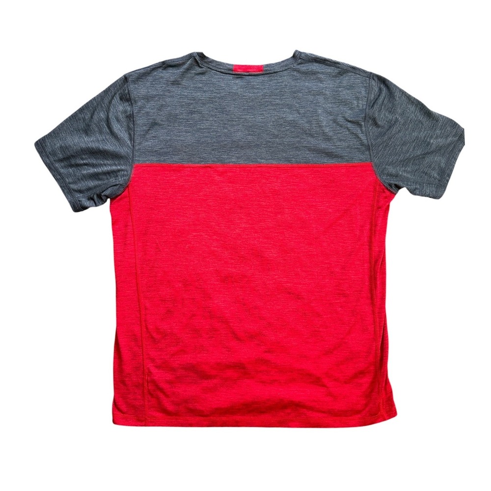 Prana T-Shirt Mens Size XL Red Grey Colorblock Performance Activewear Excellent